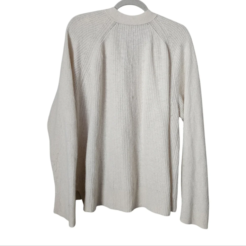 MADEWELL‎ Lyle Rib Henley Sweater merino wool knit in cream size XXL